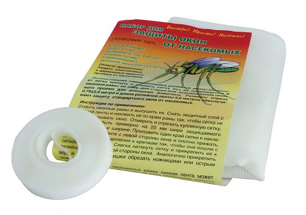 Москитная сетка, 0,75 x 2 м, с репейной лентой фото