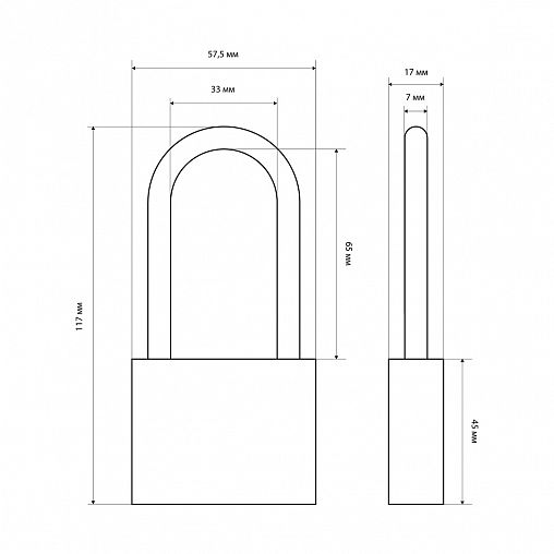 Замок навесной Стандарт HG-360L, d 7 мм, 3 ключа фото