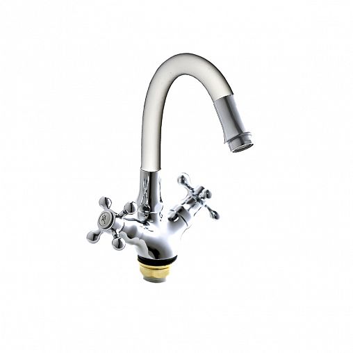 Смеситель для кухни Fashun A4419-B7266, с гибким изливом, хром/белый фото