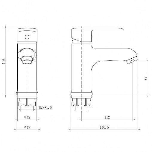 Смеситель для раковины с коротким изливом PLStart PD10054-7, черный фото