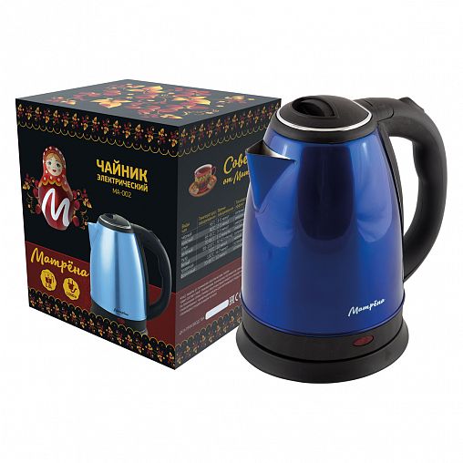 Чайник электрический Матрена MA-002, 1,8 л, сталь, синий фото