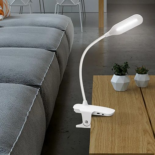 Лампа настольная светодиодная на прищепке Rexant Click, 4 Вт, 4000 К, диммер, белая фото