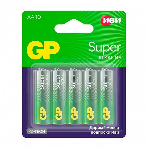 Батарейка GP Super Alkaline G-tech 15A/IVI-2CR10, типоразмер АА, 10 шт фото