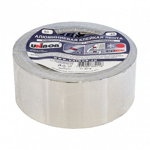 Алюминиевая клейкая лента Unibob 37282, 40 мкм, 50 мм x 40 м фото