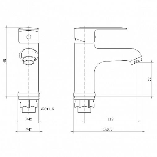 Смеситель для раковины с коротким изливом PLStart PD10054, хром фото
