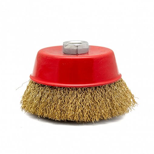 Щетка для УШМ Кедр, чашка, 100 мм, М14, латунированная проволока 0,3 мм фото