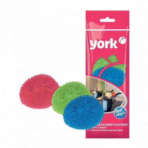 Мочалки для посуды York, пластиковые, упаковка 3 шт фото