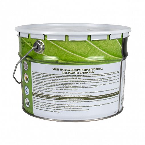 Декоративная пропитка для дерева Veres Natura, полуматовая, 9 л, белая фото