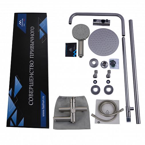 Душевая система с тропическим душем Fashun A52401N-1, со смесителем, сатин фото