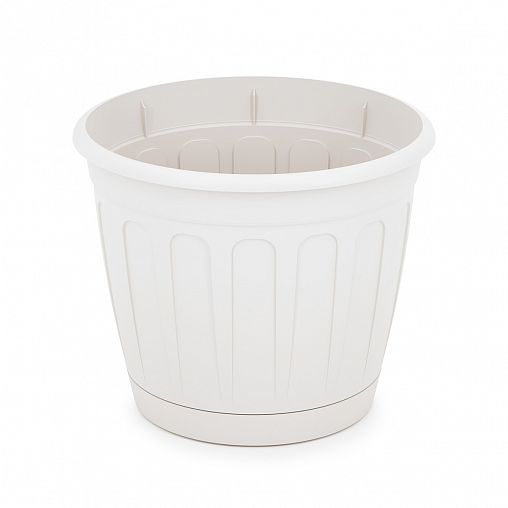Горшок для цветов Альтернатива Дионис, с поддоном, 1,6 л, белый фото