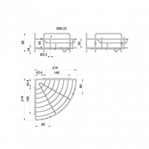Полка в ванную угловая Milardo Grid, черная матовая фото
