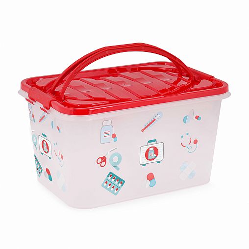 Аптечка пластиковая Альтернатива Доктор +, с ручкой и декором, 39 x 26,5 x 21 см, белая фото