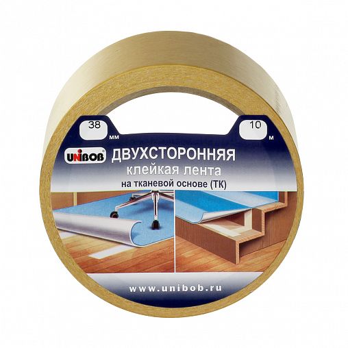 Скотч двусторонний тканевый Unibob, 38 мм x 10 м фото