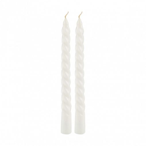 Свечи столовые Волшебная страна, витые, 2 шт, белые фото