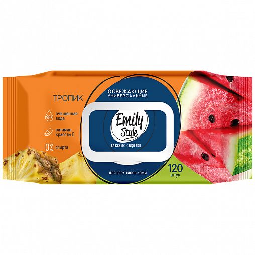 Влажные салфетки Emily Style Tropic, 120 шт фото