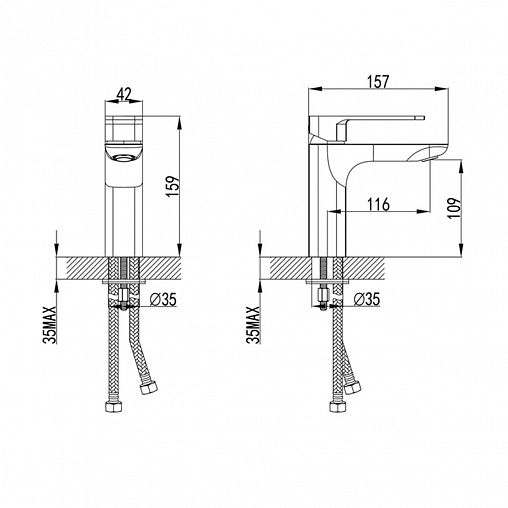 Смеситель для раковины с коротким изливом IDDIS Slide, белый матовый фото