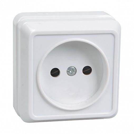 Розетка накладная IEK Октава, без заземления, 10 А, 250 В, IP20, белая фото