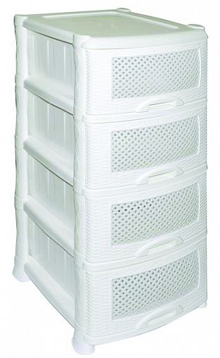 Комод четырехсекционный Violet Плетенка, белый фото