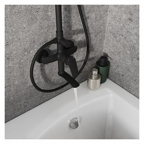 Душевая система с тропическим душем Milardo Rora, со смесителем, черный матовый фото