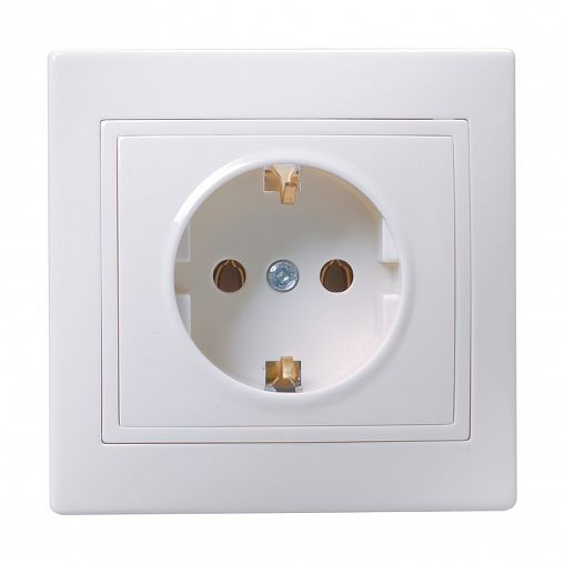 Розетка встраиваемая IEK Кварта РС10-3-КБ, с заземлением, 16 А, 250 В, IP20, белая фото