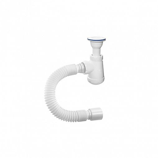 Сифон бутылочный Orio, 1 1/2" x 40 мм, с пластиковым литым выпуском и гофротрубой фото