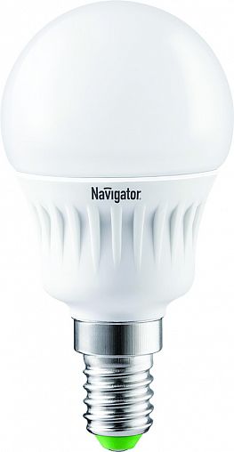 Лампа светодиодная LED матовая Navigator Шар, E14, G45, 5 Вт, 2700 K, теплый свет фото