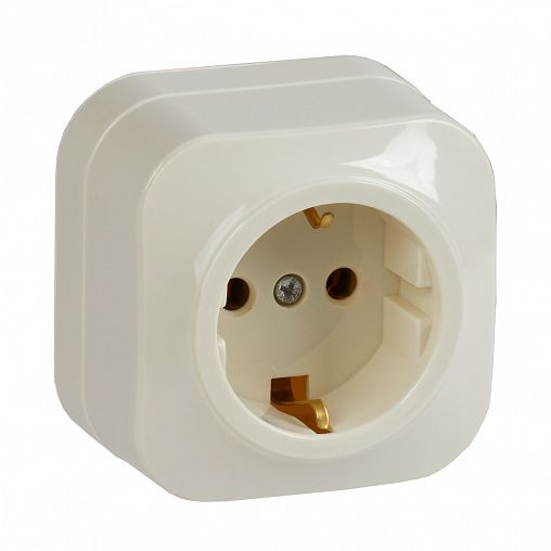 Розетка накладная IEK Glory, с заземлением, 16 А, 250 В, IP20, кремовая фото