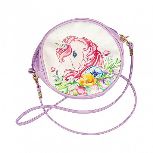 Сумочка Bondibon Сказочный Единорог, искусственная кожа, d 18 см, розовая фото