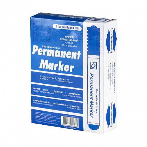 Маркер строительный, синий фото