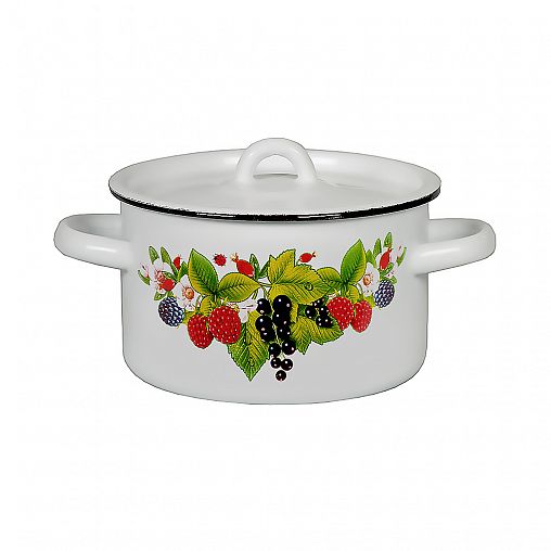 Кастрюля эмалированная СтальЭмаль с крышкой, 2,9 л, с декором фото