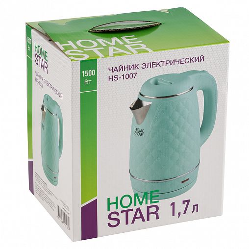 Чайник электрический HomeStar HS-1007, 1,7 л, зеленый фото