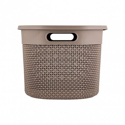 Корзина для хранения Plast Team Oslo, с крышкой, 18 л, шоколадный мокко фото