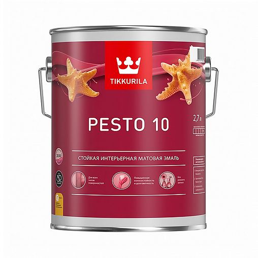 Эмаль алкидная стойкая матовая Tikkurila Pesto 10 (Песто 10), 2,7 л, база С, бесцветная фото