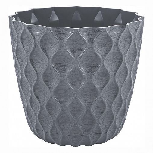 Горшок для цветов InGreen Wave, с поддоном, 2,5 л, вулканический серый фото