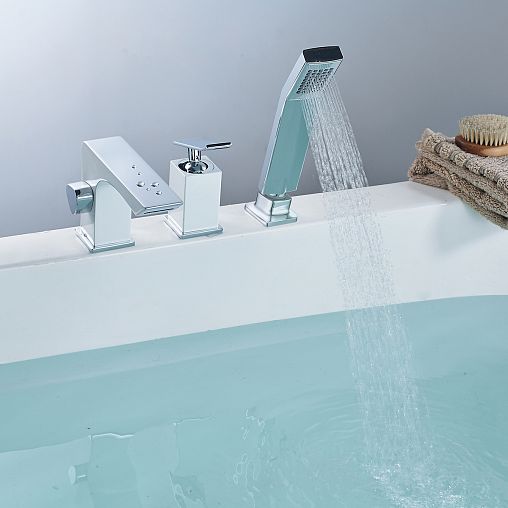 Смеситель на борт ванны Lemark Contest LM5845CW, встраиваемый, однорычажный, белый/хром фото