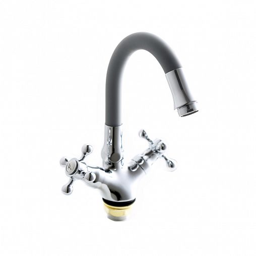 Смеситель для кухни Fashun A4419-B7267, с гибким изливом, хром/серый фото