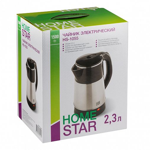 Чайник электрический HomeStar HS-1055, 2,3 л, черный фото