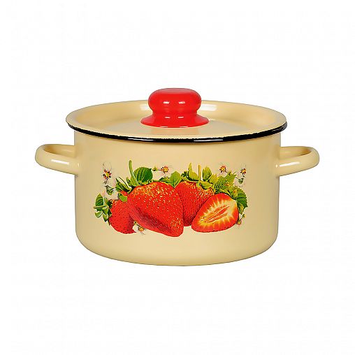Кастрюля эмалированная СтальЭмаль с крышкой, 1,5 л, с декором фото