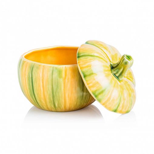 Блюдо сервировочное Bordallo Pinheiro Тыква, с крышкой, керамическое, 13,5 x 13 см фото