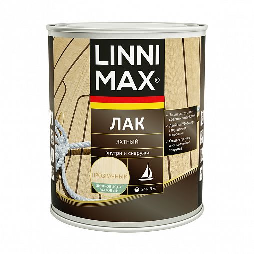 Лак яхтный Linnimax, алкидно-уретановый, шелковисто-матовый, 0,75 л фото