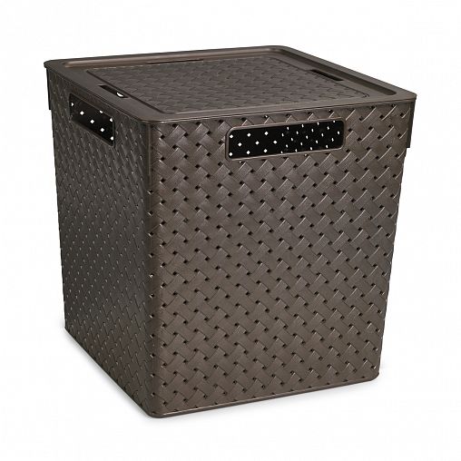 Корзина для хранения Violet Береста, с крышкой, 29,4 x 29,4 x 30,1 см, венге фото