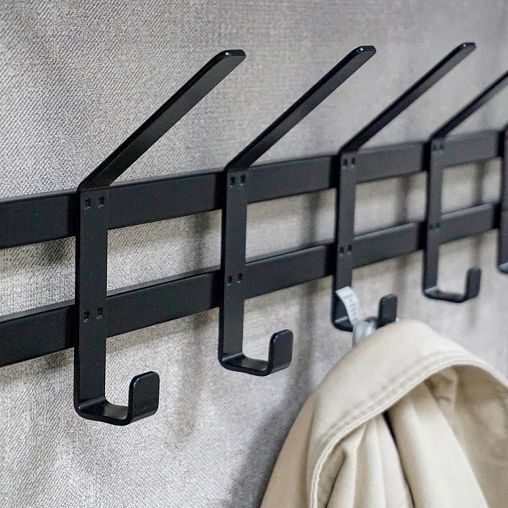 Вешалка настенная с полкой ЗМИ Торонто 22, 9 крючков, 67 x 27 x 58,5 см, черная фото