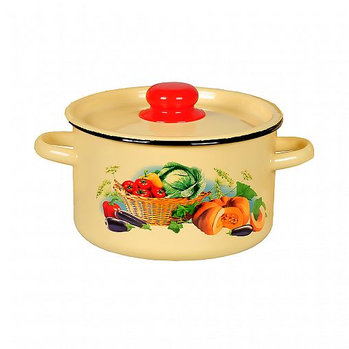 Кастрюля эмалированная СтальЭмаль с крышкой, 7 л, с декором фото