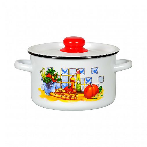Кастрюля эмалированная СтальЭмаль с крышкой, 7 л, с декором фото