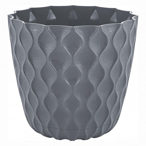 Горшок для цветов InGreen Wave, с поддоном, 4,7 л, вулканический серый фото