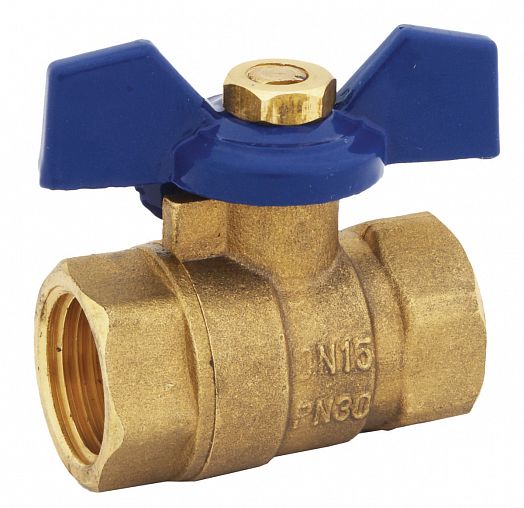 Кран шаровой латунный RM 1/2" бабочка, гайка-гайка фото