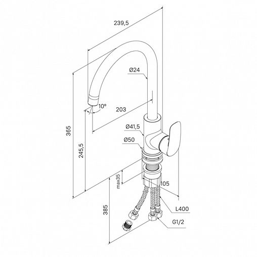 Смеситель для кухни Milardo Rora, с подключением к фильтру, сатин фото