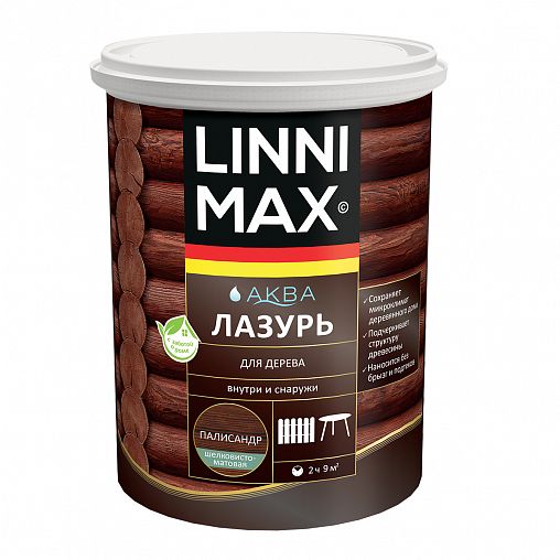 Защитная лазурь для дерева Linnimax Аква, 0,9 л, палисандр фото
