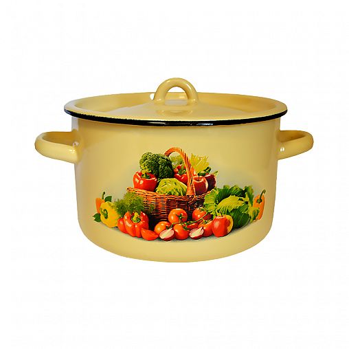 Кастрюля эмалированная СтальЭмаль с крышкой, 2,9 л, с декором фото
