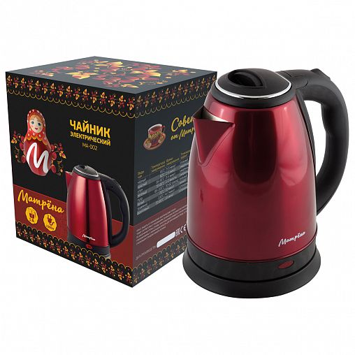 Чайник электрический Матрена MA-002, 1,8 л, сталь, красный фото
